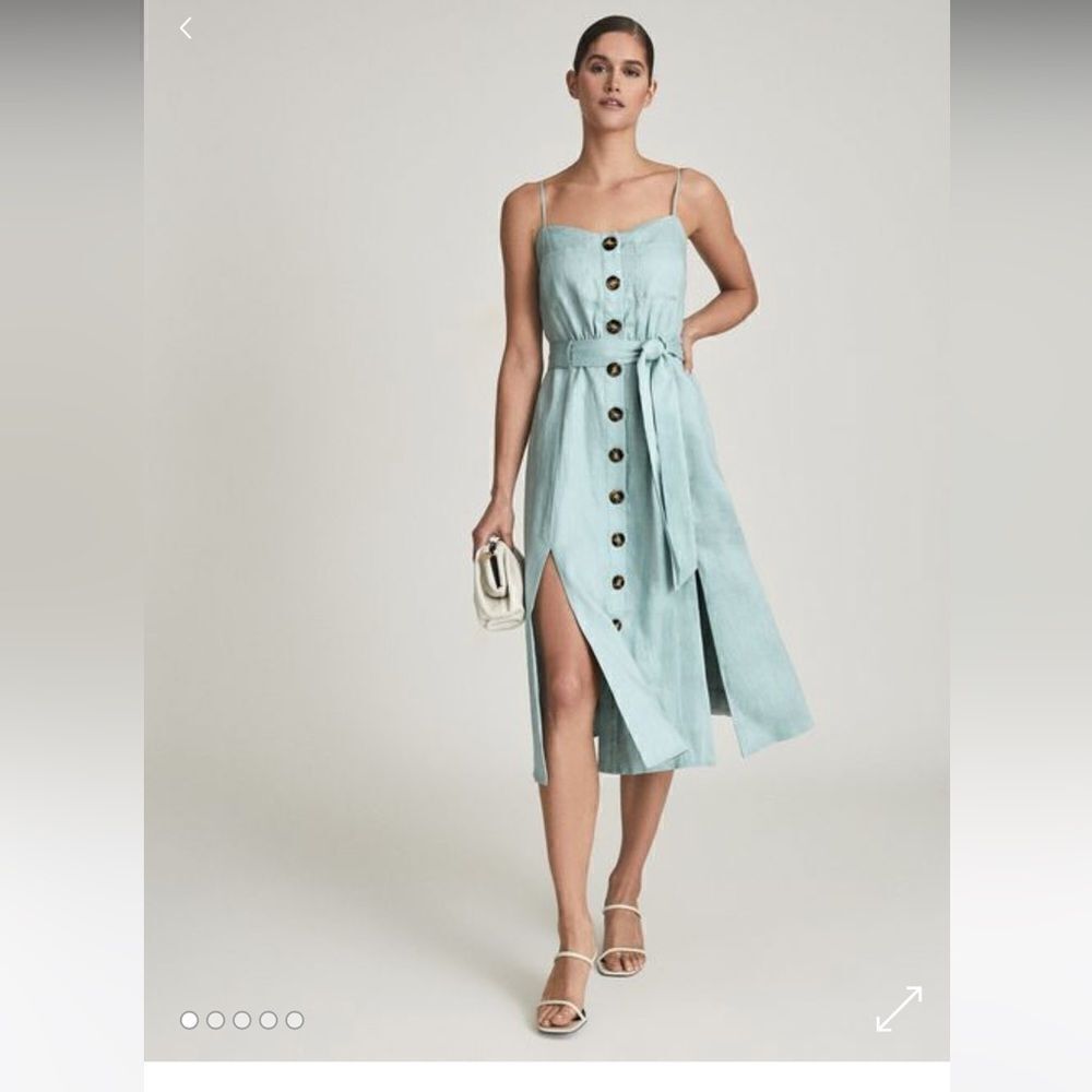Reiss Catalina Linen Button Up Midi Dress